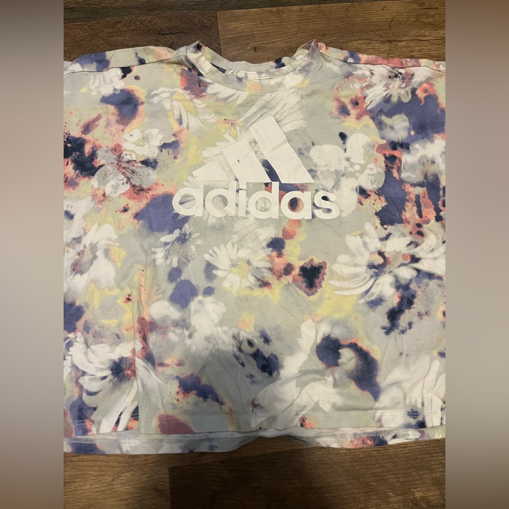 Adidas Womens Floral Tee - White and Purple